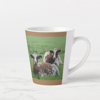 Two Cute White-Brown Cows Cust. Brown Latte Mug