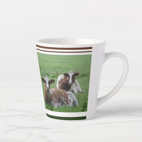 Two Cute White_Brown Cows Design Latte Mug