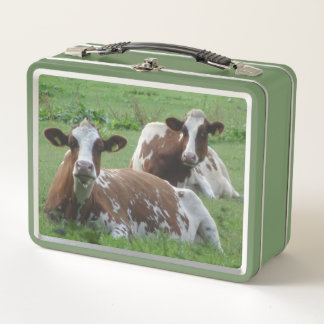 Two Cute White-Brown Cows Lunchbox