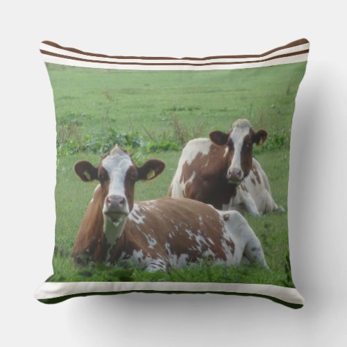 Two Cute White_Brown Cows Pillow