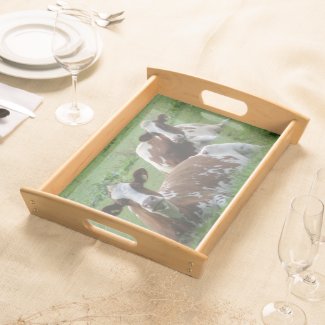 Two Cute White-Brown Cows Serving Tray