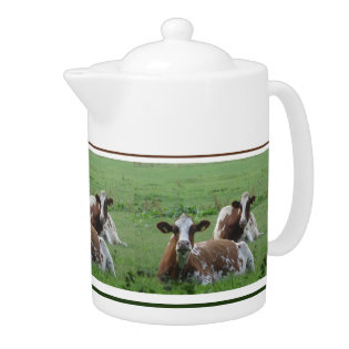 Two Cute White-Brown Cows Teapot
