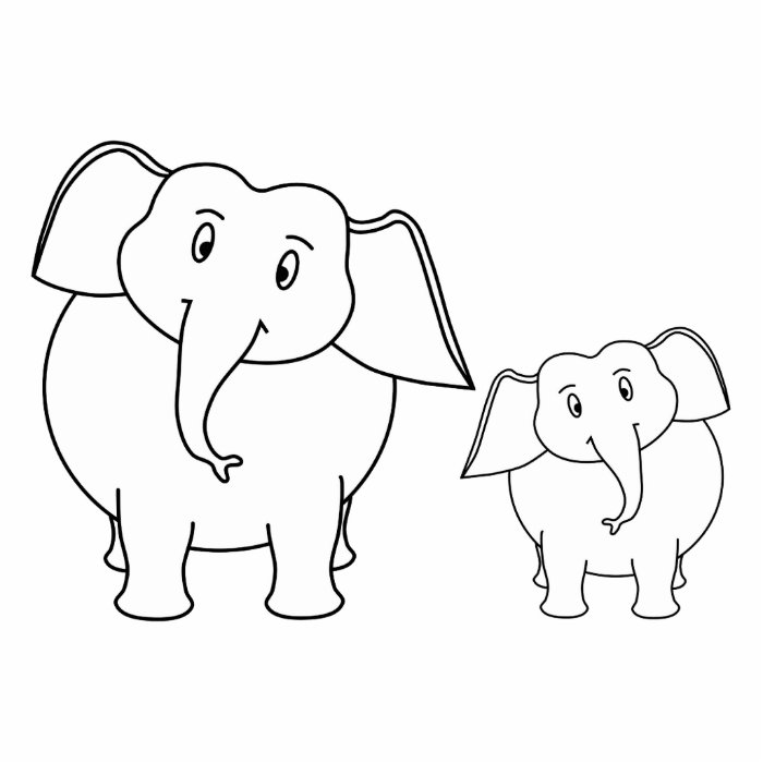 Two Cute White Elephants. Cartoon. Photo Cutouts