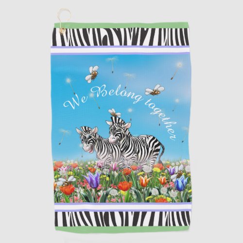 Two cute zebras walking together Summer Golf Towel