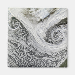 Two cyclones formed in tandem south of Iceland Magnet