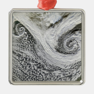 Two cyclones formed in tandem south of Iceland Metal Ornament