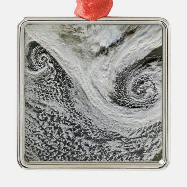 Two cyclones formed in tandem south of Iceland Metal Ornament (Front)