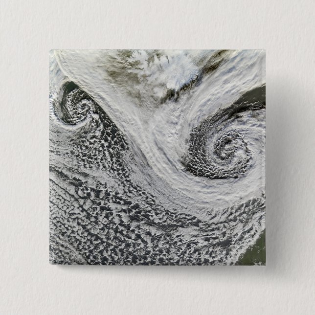 Two cyclones formed in tandem south of Iceland Pinback Button (Front)