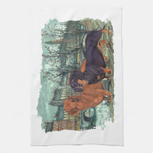 Two Dachshunds in the City Towel