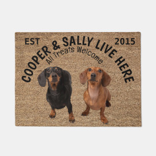 Two Dachshunds Personalized Dog Lover   Doormat