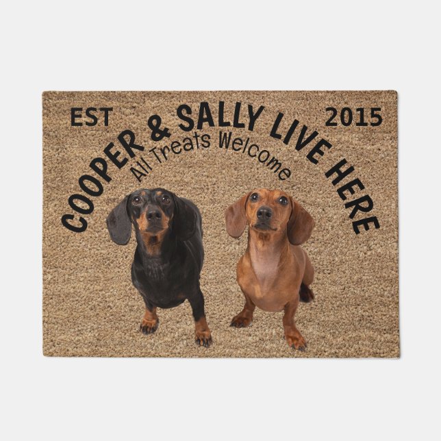 Two Dachshunds Personalized Dog Lover   Doormat (Front)