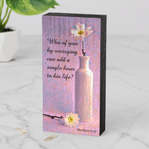 Two Daisies Matthew 6:27 Wooden Box Sign