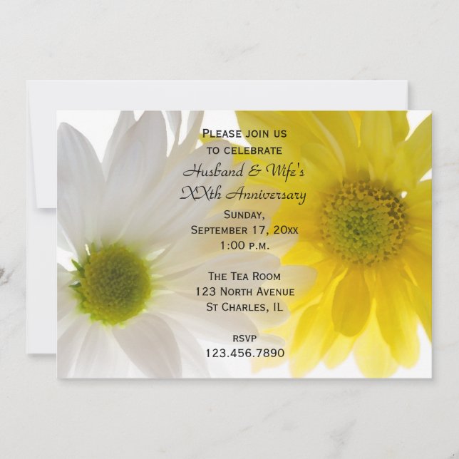Two Daisies Wedding Anniversary Party Invitation (Front)