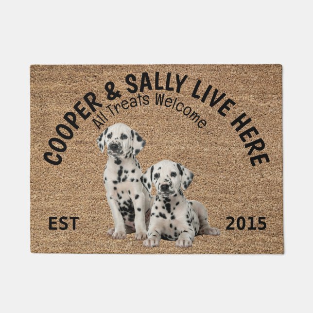 Two Dalmatians Personalized Dog Lover  Doormat (Front)