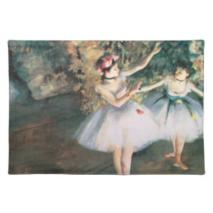 Two Dancers on a Stage by Edgar Degas, Vintage Art Cloth Placemat