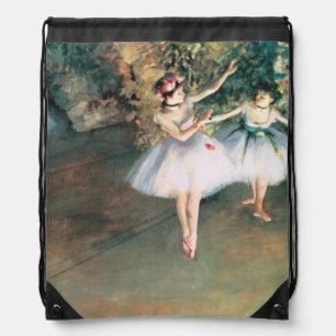 Two Dancers on a Stage by Edgar Degas, Vintage Art Drawstring Bag