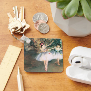 Two Dancers on a Stage by Edgar Degas, Vintage Art Keychain