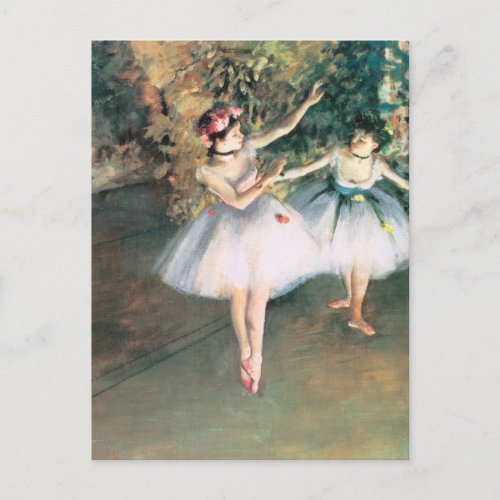 Two Dancers on a Stage by Edgar Degas Vintage Art Postcard