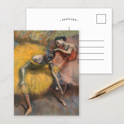 Two Dancers Yellow and Pink  Edgar Degas Postcard