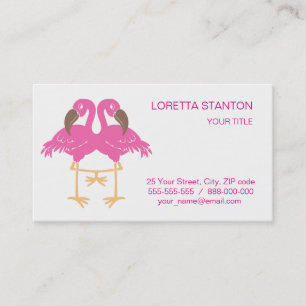 Two dancing flamingos business card