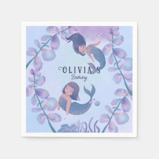 Two dancing mermaid napkins