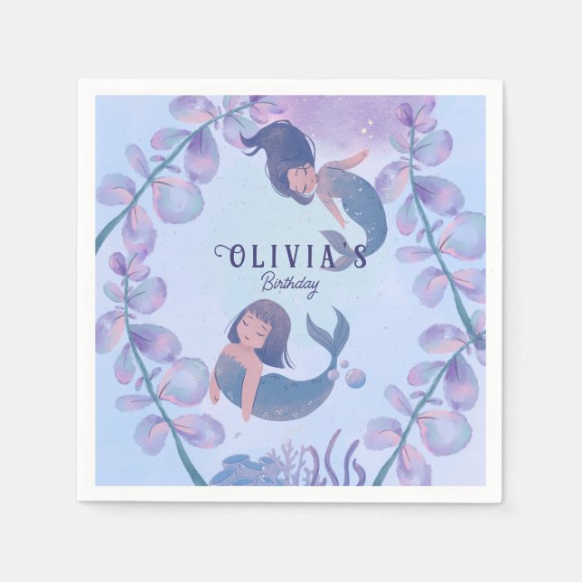 Two dancing mermaid  napkins (Front)