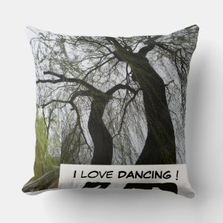 Two 'Dancing' Willow Trees Throw Pillow