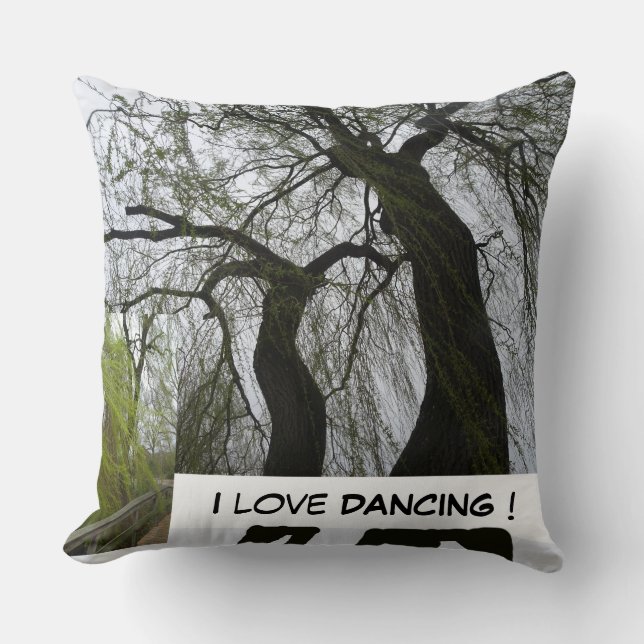 Two 'Dancing' Willow Trees Throw Pillow (Front)