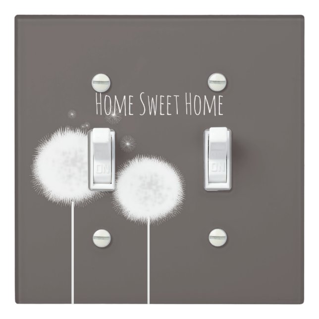 Two Dandelions Taupe Rustic Country Home Light Switch Cover (In Situ)