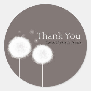 Two Dandelions Taupe Rustic Wedding Favor Classic Round Sticker