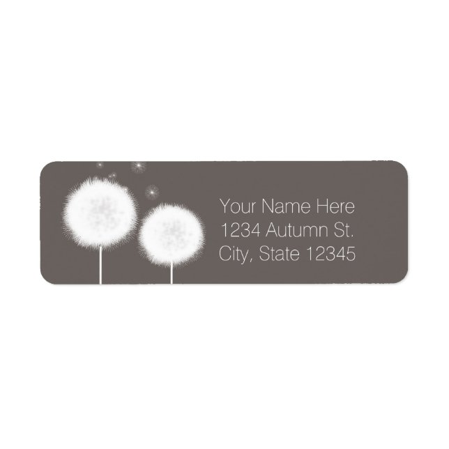 Two Dandelions Taupe Rustic Wedding Invitation Label (Front)