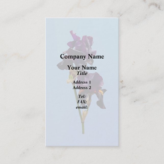 Two Dark Purple Irises Business Card (Front)