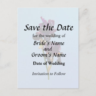 Two Dark Purple Irises Save the Date Announcement Postcard
