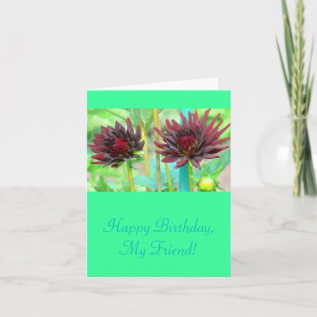 Two Dark Red Wine-colored Dahlias Card