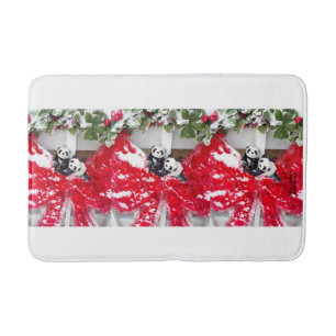 Two Darling Pandas at Christmas  Bath Mat
