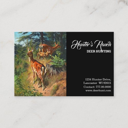 Two Deer And Cute Fawn In The Forest Hunting Business Card
