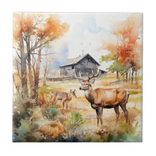Two Deer Ceramic Tile