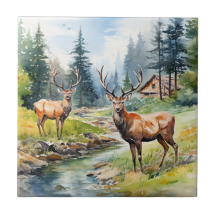 Two Deer Ceramic Tile