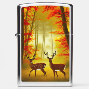 Two deer in an Autumn Forest / Woods Zippo Lighter