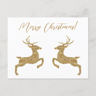 Two Deer In Faux Yellow Glitter With Custom Text Postcard