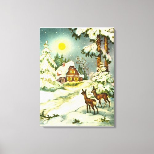 Two deer in the snow canvas print