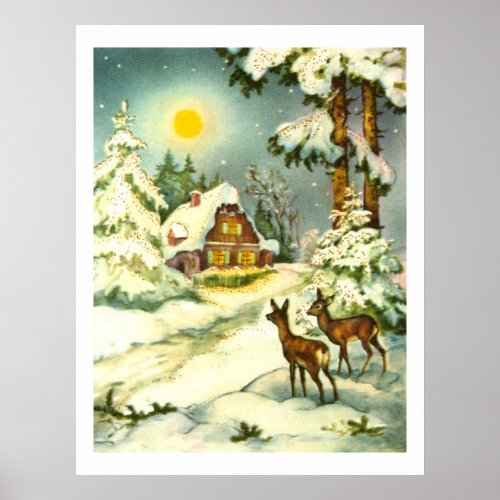 Two deer in the snow poster