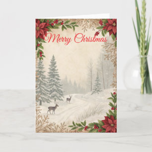 Two Deer in Winter Christmas Holiday Card
