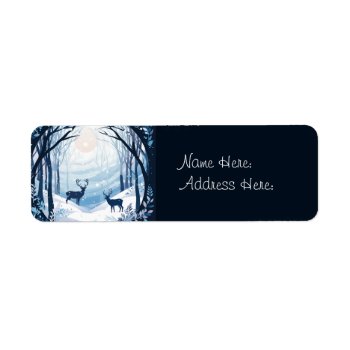 Two Deer In Winter Forest Address Labels by RenderlyYours at Zazzle