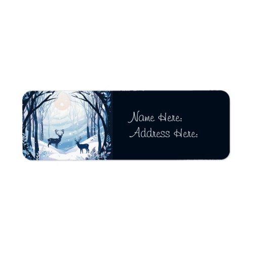 Two deer in winter forest Address labels