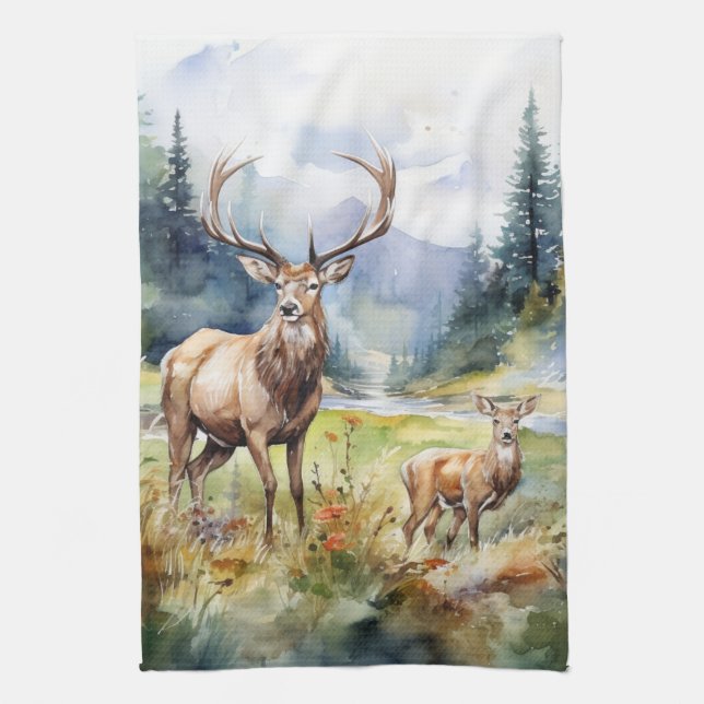Two Deer Kitchen Towel (Vertical)