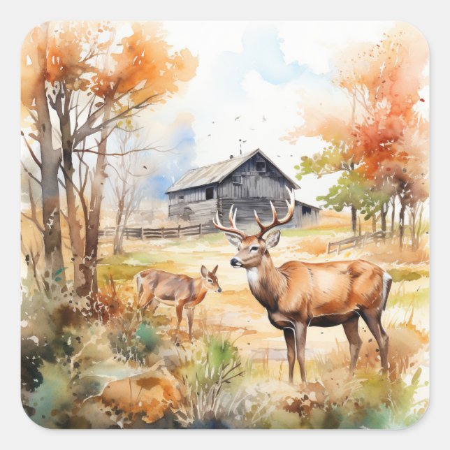 Two Deer Square Sticker (Front)
