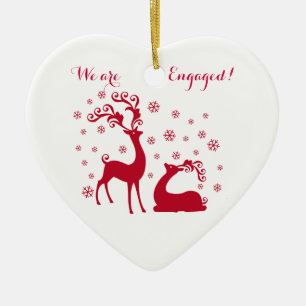 Two deers in Love Engagement Heart shape Ornament