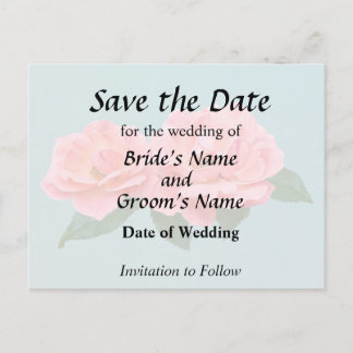 Two Delicate Pink Roses Announcement Postcard