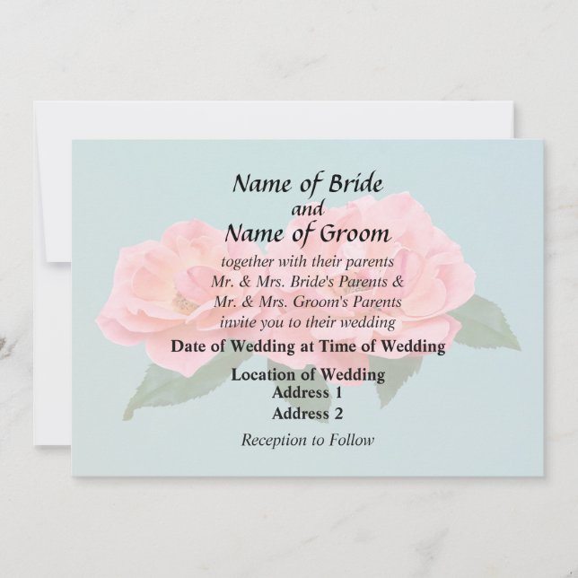 Two Delicate Pink Roses Invitation (Front)